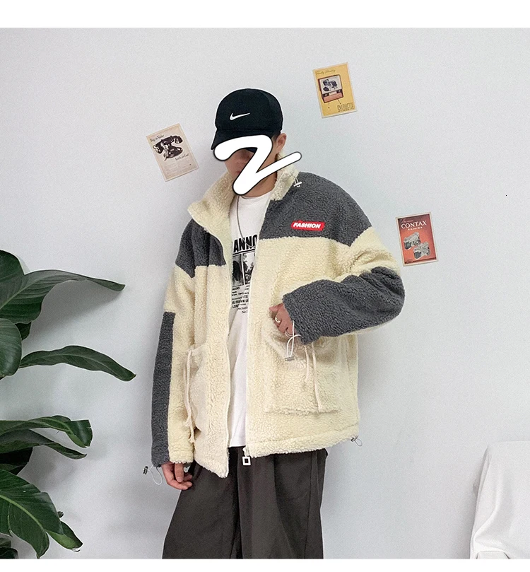 Winter Korean Version Of Europe And The New Thickening Lapel Loose Stitching Wool Liner Woolen Coat