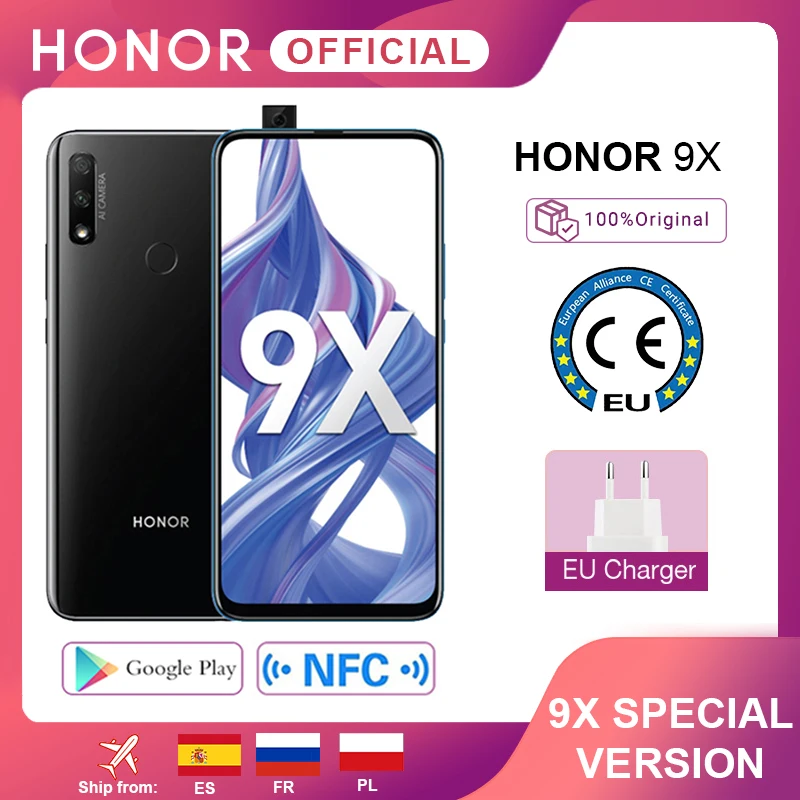 In Stock Special Version Honor 9X 4GB 128GB Mobbile phone 48MP AI Dual Camera 6.59'' Mobile Phone Google Play CellPhone