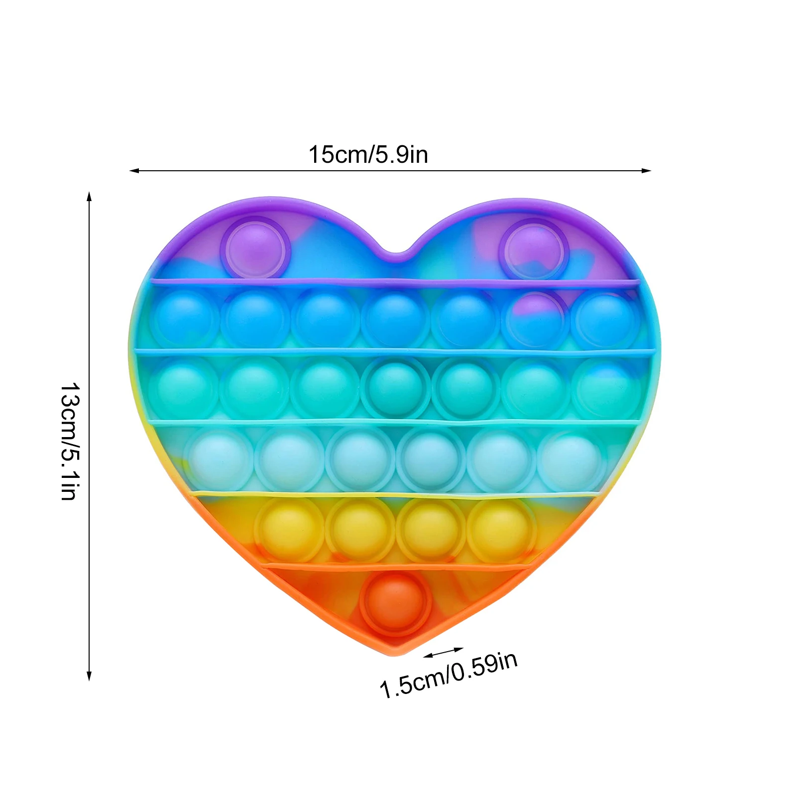 Juguetes sensoriales de arcoíris para adultos y niños, Juguetes Educativos de descompresión con forma de corazón de melocotón, con burbujas de escurrir, para pensar en la lógica