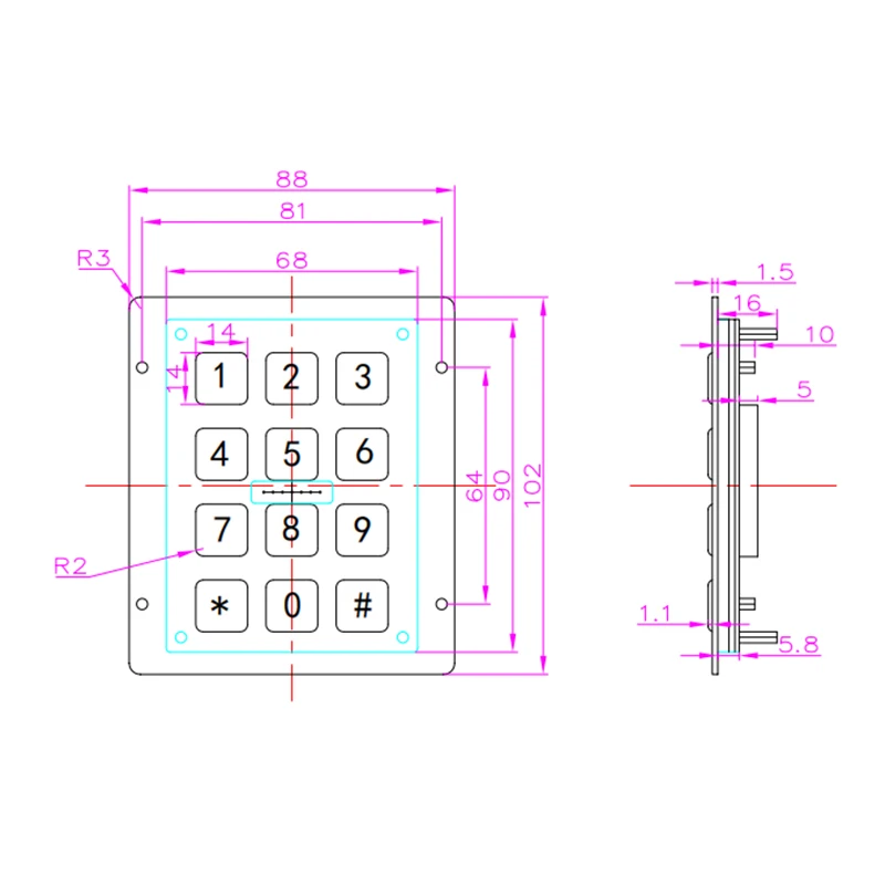 Teclado Industrial Ip65 à Prova Dágua Segurança Metal Reforçado Aço Inoxidável Teclado Iluminado - Imagem 2