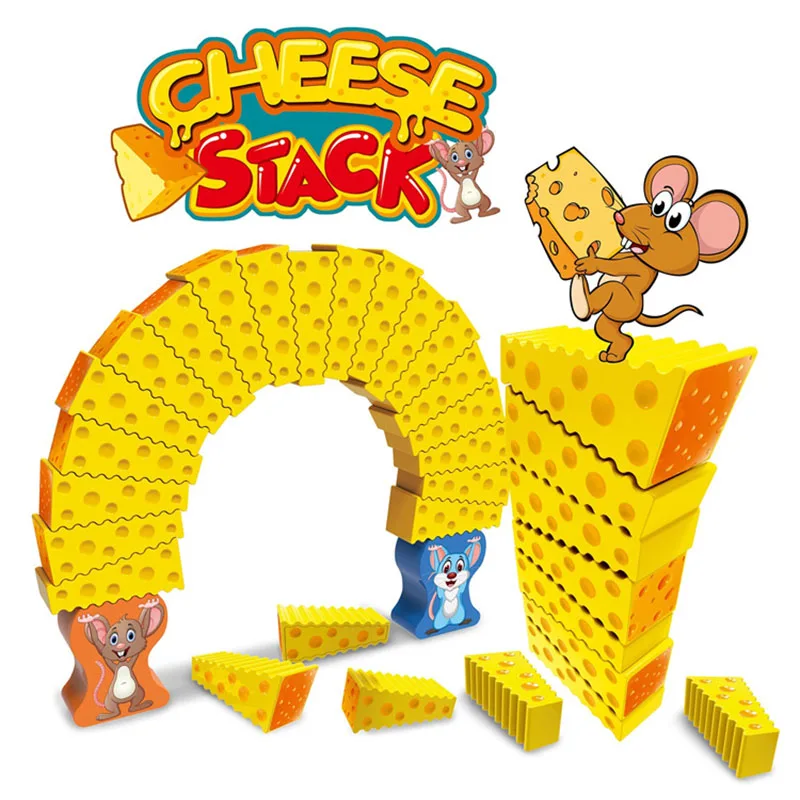 Mouse Stack Cheese Arch Jenga Children'S Puzzle Board Game Toy Parent-Child Interaction Double Cooperation