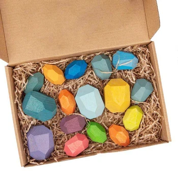 

Wooden Colored Stones Jengle Children'S Educational Toys Jenga High-Tech Gift Ornaments Nordic Style Home Decorations