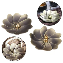 1 шт. металлическая горелка для благовоний с обратным потоком лотоса, ароматическая печь из сплава, подставка для тарелок, ароматизатор в форме цветка, держатель для благовоний для дома