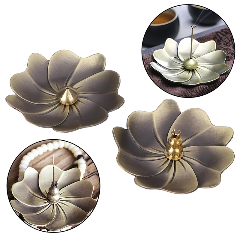 

1PC Metal Lotus Backflow Incense Burner Alloy Fragrance Furnace Plate Stand Perfume Flower Shape Home Incense Holder Wholesale