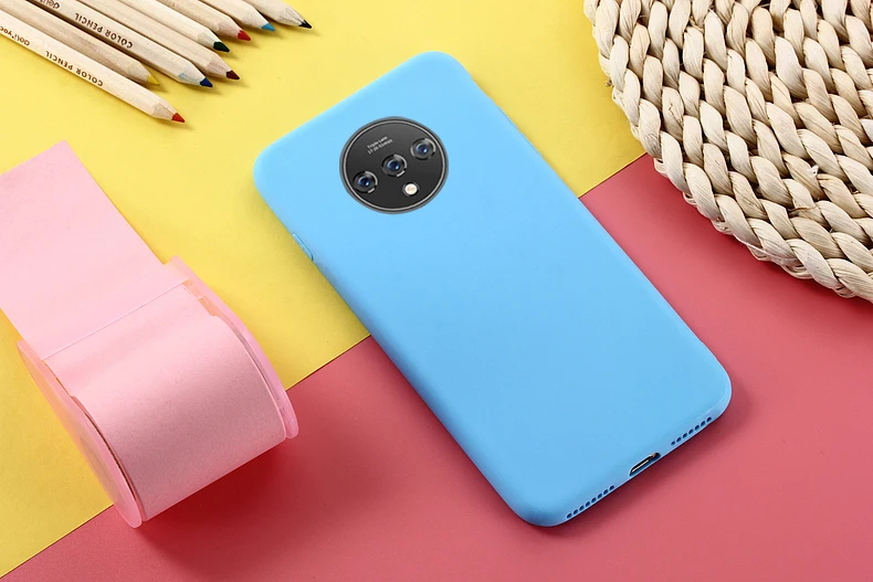 Сплошной цвет мягкий силиконовый чехол для телефона для Oneplus 7T Роскошный чехол для One Plus 7T Pro Бампер