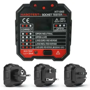

HT106 Digital Display Plug in Socket Voltage Outlet Tester Electric Fault Checker Advanced Circuit Line Wall Plug Finder