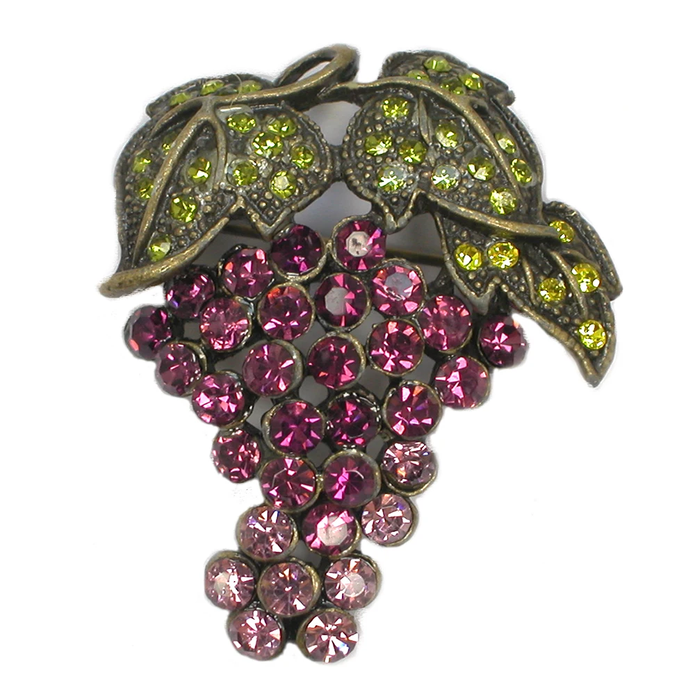 

12pcs/lot Wholesale Fashion Brooch Rhinestone Grapes Pin brooches C102275