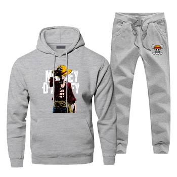 

One Piece Hoodies Pants Sets Men Luffy Suit Tracksuit 2 Piece Japan Anime Tops Pant Sweatshirt Sweatpants Sportswear Autumn Set