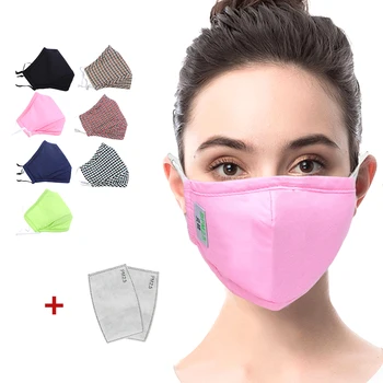 

Reusable Cotton PM2.5 Men Women Face Masks Respirator Face Cover Washable Windproof Adults Masque With 2 Pcs Replace Filters