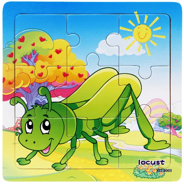 9 шт. деревянная головоломка насекомые для детей Детская игрушка-пазл для раннего развития обучающий инструмент развитие интеллекта игрушки подарок - Цвет: 3
