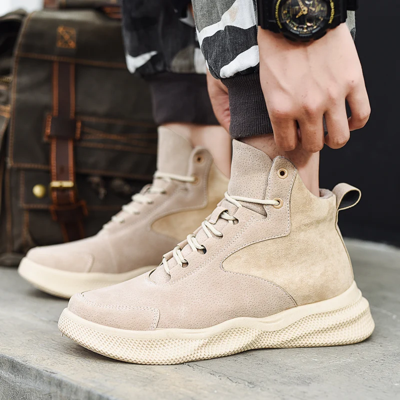 冬メンズ高革ブーツ新クール春靴快適なブランド男性カジュアルブーツファッション男性の靴erkek Ayakkabi Hiking Shoes Aliexpress