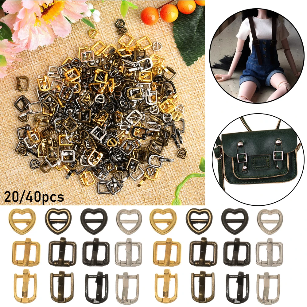Mini Tri-glide Buckle Belt Cute Heart Shaped Buckle Doll Bag Buttons for DIY Doll Shoes Clothes Accessories 20/40Pcs 3/5mm doll accessories