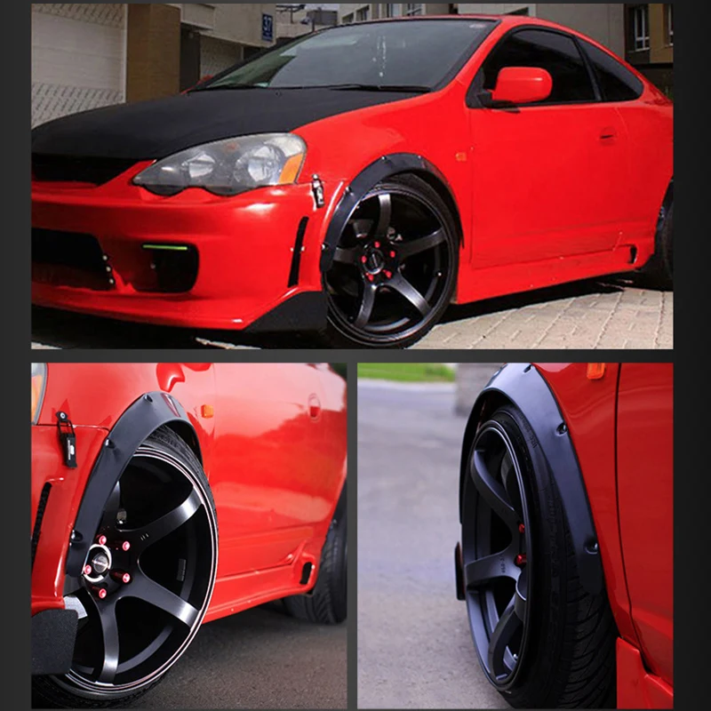 

4 Pieces Black Universal Fenders Flares Flexible Durable Pu Car Body Kit Auto Fenders Guard Wide Body Fender Flares