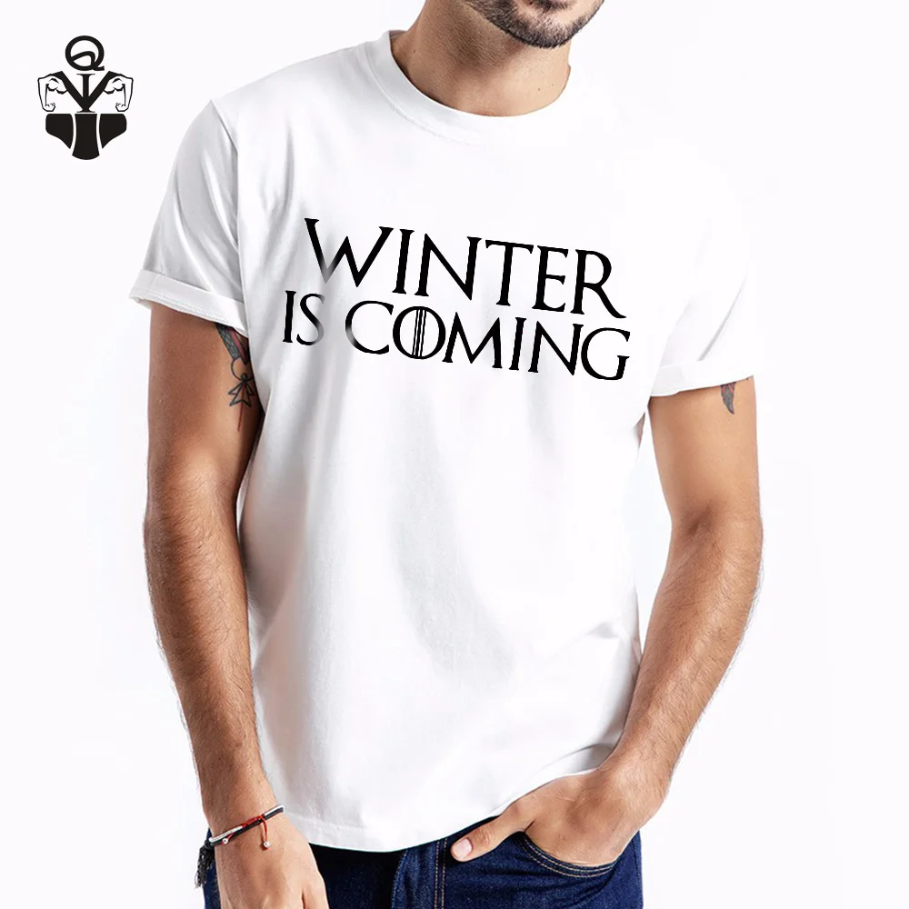 QIM Игра престолов Мужская футболка зима наступает принт летняя модная Camisetas hombre