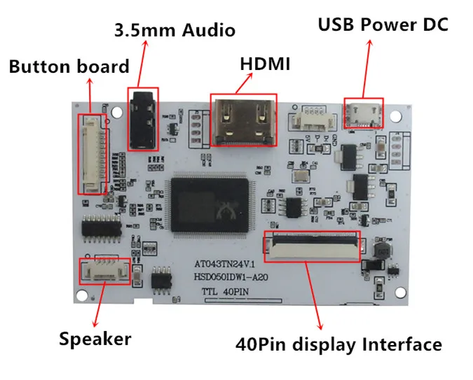 Multipurpose Lcd Display Controller Hdmi-compatível Audio Control Driver Board 800x480 - Imagem 3
