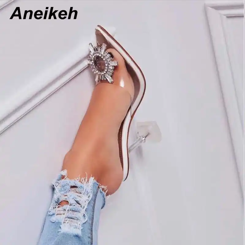 open toe perspex heels