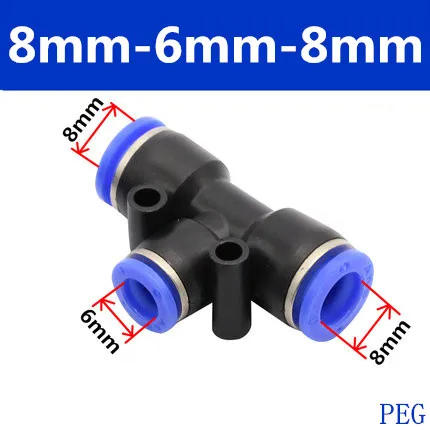 PE pxg 4-16MM Laser level Pneumatic Fitting For Push In 3-Way Plastic Pipe Air/Water Hose and Tube Connector Quick selection - Цвет: PEG 8-6