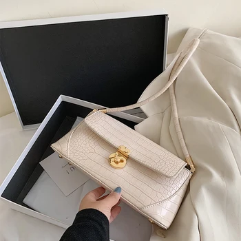 

Fashion Crocodile Leather Women Bag Retro Alligator Bag Shoulder Crossbody Handbag Ladies Hand Bags Female Handbag Baguette Bag