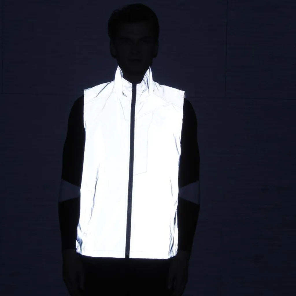 JAYCOSIN Men's Vest Reflective Unisex Women Men Harajuku Luminous Vests High Street jackets men Stand zipper pockets vest coats