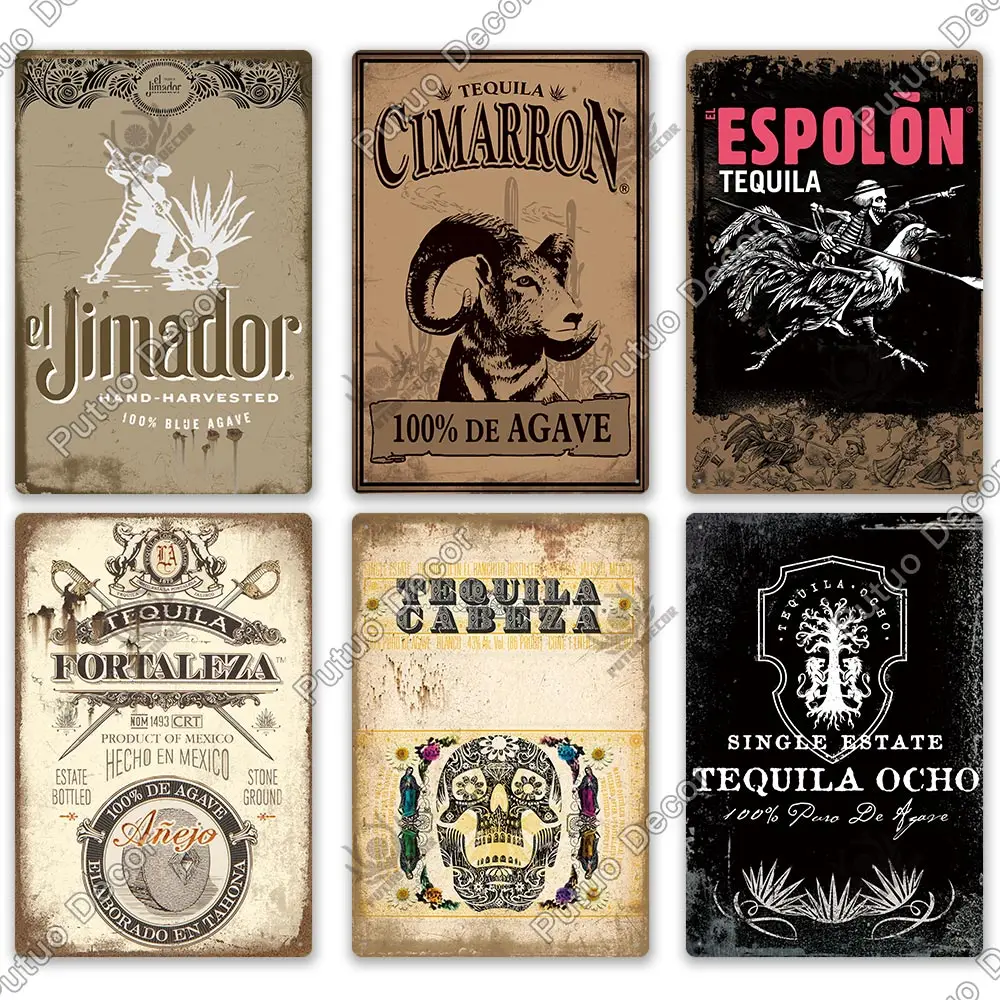 Putuo Decor Tequila Tin Sign Metal Sign Decorative Vintage Decor Plaque Bar Pub Man Cave Club Room Home Wall Decoration
