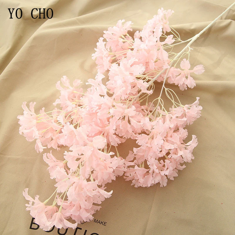 YO CHO 1 м Вишневое дерево, шелковые искусственные цветы, большая Ветка сакуры, искусственный цветок, украшение для дома, свадьбы, весны