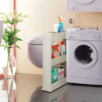 

Mobile Shelving Unit Organizer with 3 Large Storage Baskets, Slim Slide Out