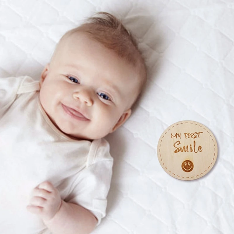 

Newborn Monthly Recording Commemorative Cards Handmade Baby Milestone Cards Month Wooden Cards Infants Photography Souvenir Prop