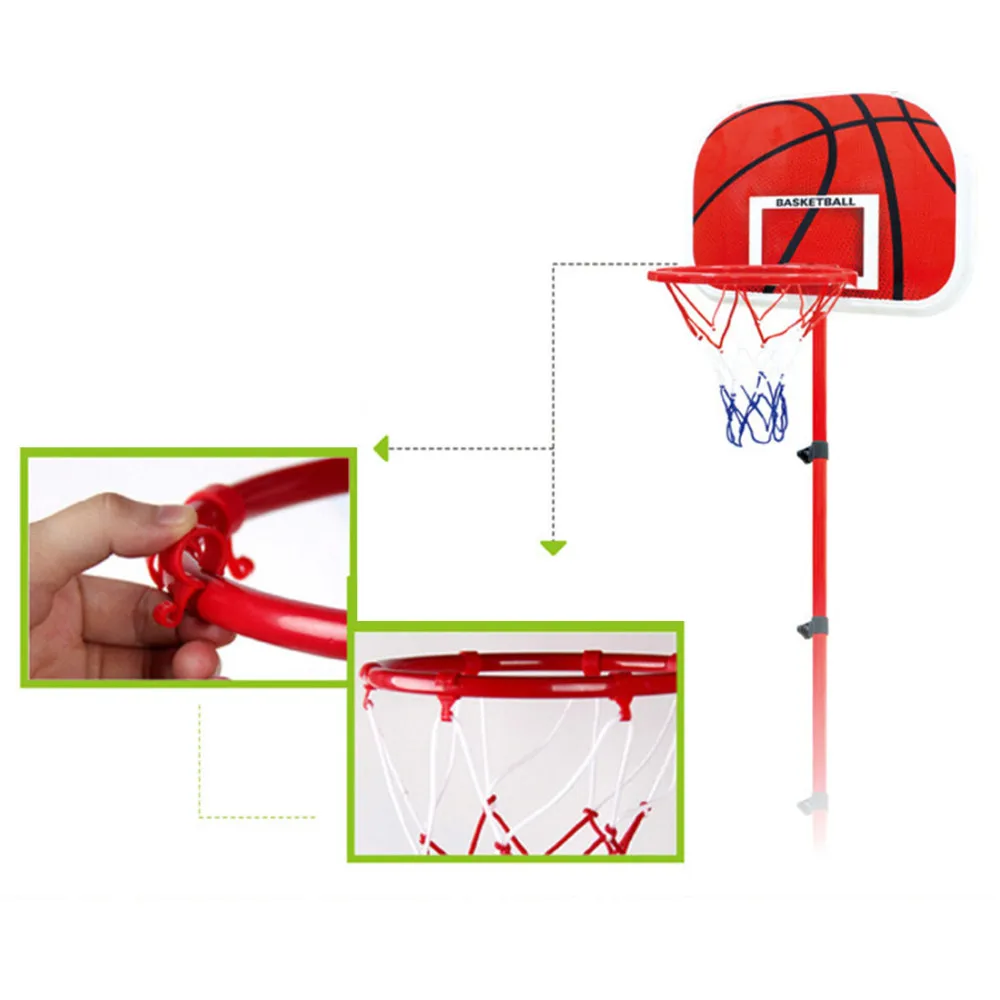 63-165cm Portable Children's Basketball Stand Adjustable Basketball Backboard Height with Inflator Basque Game Set Indoor Sports