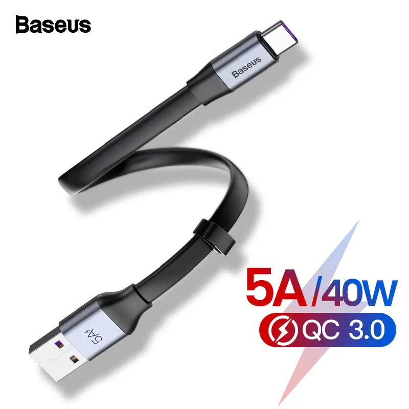 Baseus USB C кабель USB для type C 40 Вт 5A 23 см кабель для huawei P30 P20 mate 30 20 Pro Быстрая зарядка зарядный кабель для передачи данных для Xiaomi