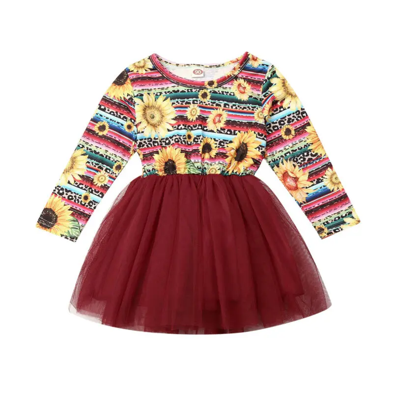 

Infant Baby Girl Dresses Flower Pattern Long Sleeve Party Baby Girl Tutu Dress Outfit Clothes Kids Dresses Roupa Infantil Menina