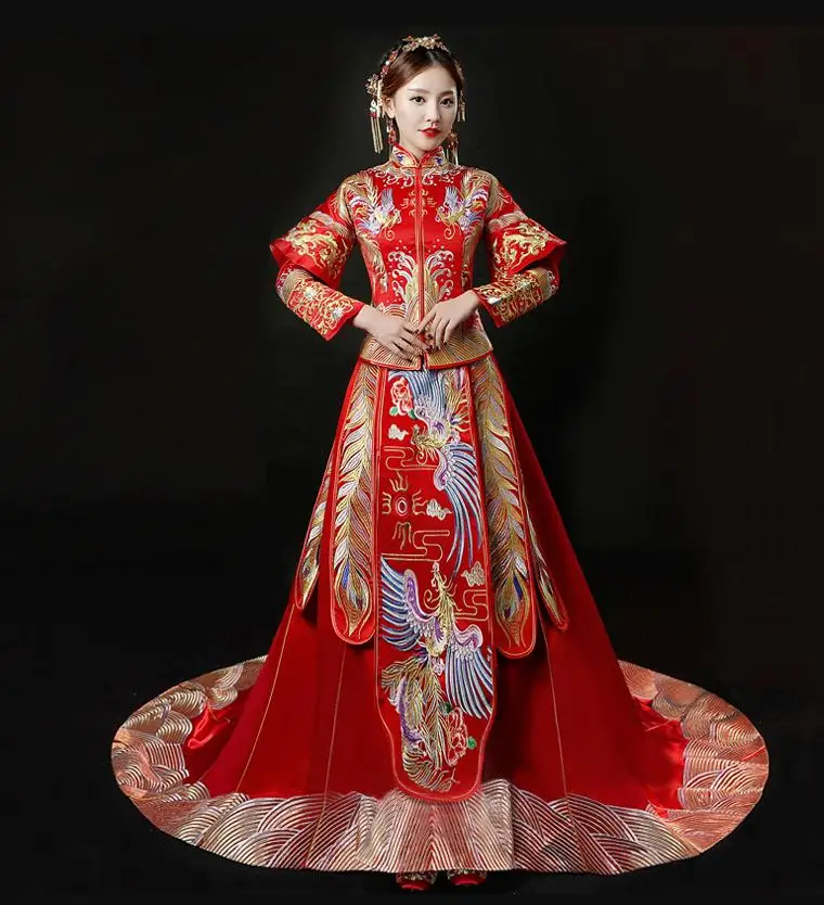 Style 3 Красное китайское свадебное платье Cheongsam традиционное Стильное вечернее платье с вышивкой длинное Qipao женское и мужское размер S-XXL - Цвет: Style 3