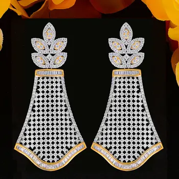 

New Cool Punk Shiny Dangle Pendant Earring For Women Wedding Cubic Zirconia Bridal Earring Jewelry Accessories High Quality 2020