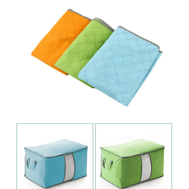 Foldable Storage Box Portable Clothes Organizer Tidy Pouch Suitcase Non-woven Home Storage Box Quilt Storage Container Bag Box