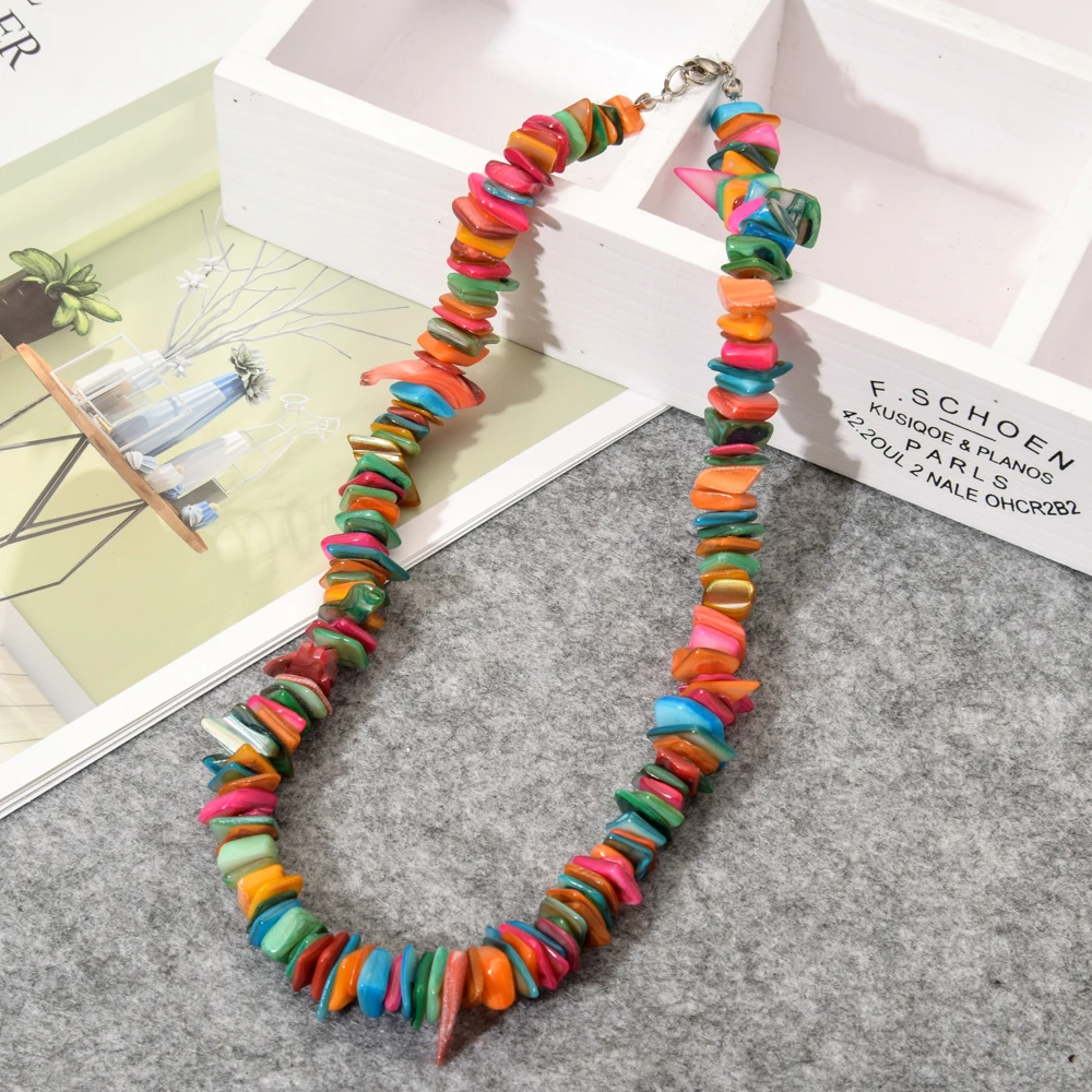 Multi colored puka shell necklace