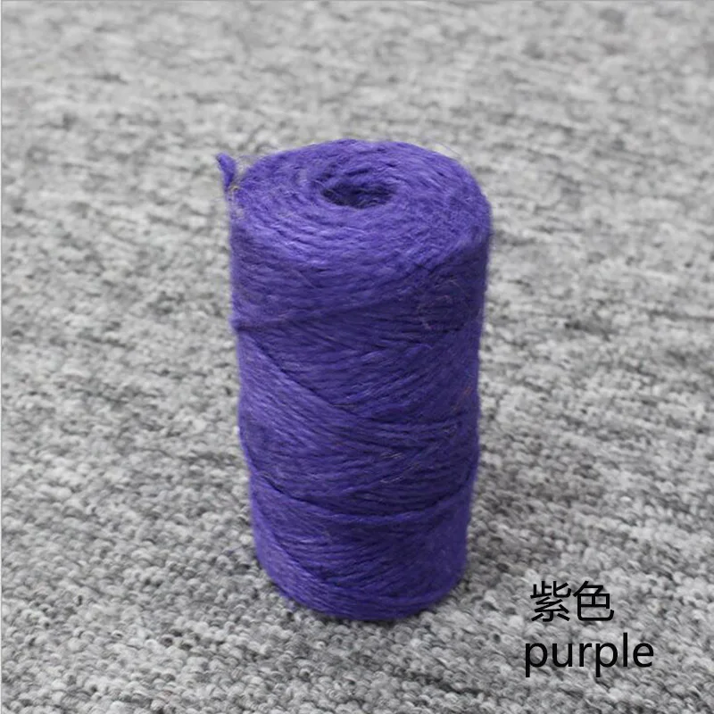 purple 1 рулон 100 м натуральный в декорированном мешковиной горшке гессенской джутовый шнур-шпагат пеньковая веревка строка 2 мм подарок Обёрточная бумага упаковочный деревенский Свадебные украшения 14 Цвет - Цвет: purple