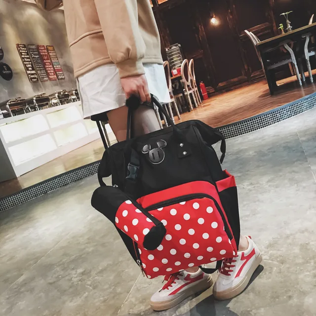 Disney Backpack +Water bag Portable Mickey mouse Minnie Bag Casual Fashion Contrast Travel Bag Maternal childild bag 2