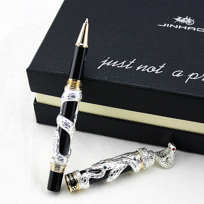 Jinhao винтажная Ручка-роллер в виде змеи, серая Кобра, 3D Рисунок, рельефная текстура, технология скульптуры, благородная коллекция, подарочная ручка
