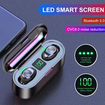 

Newest Bluetooth 5.0 Earphones Battery LED Digital Display CVC 8.0 Noise Reduction Earbuds with Charging Case