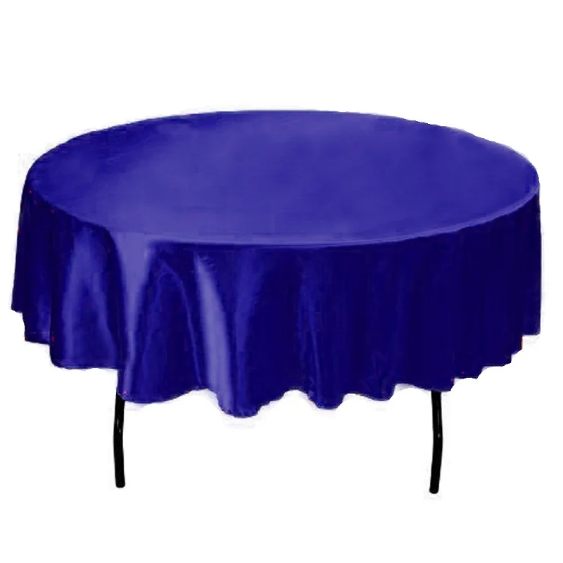 1 шт., 145x145 см, круглая сатиновая скатерть, покрытие для стола, посуда для ресторана, отеля, банкета, дома, свадьбы, вечеринки, украшение стола - Цвет: royal blue