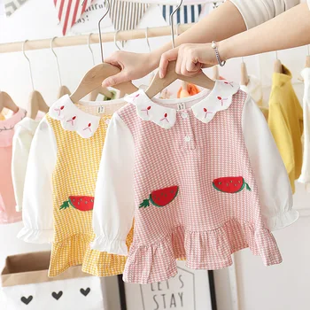 

kids baby girls spring full sleeve patchwork tutu dresses toddler girl casual clothing cute knee length dress 18M-5Y