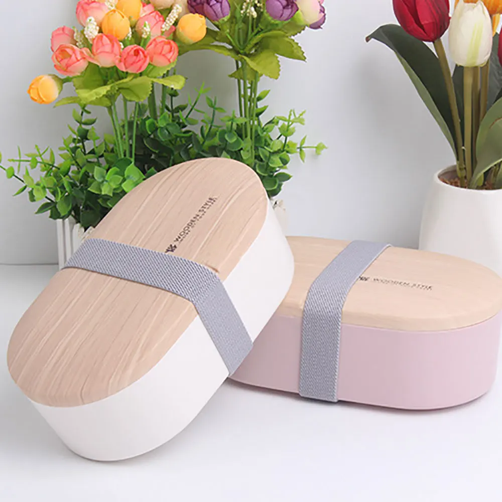 

Single Layer Wooden Oval Salad Lunch Box Portable Container Box Microwave Tableware Food Storage Container Lunch Box