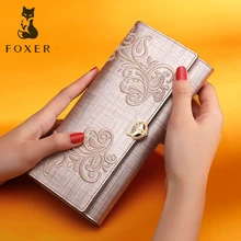 FOXER женский модный кожаный Длинный кошелек, сумка для телефона, держатель для карт, Роскошный кошелек для монет для женщин, стандартные кошельки