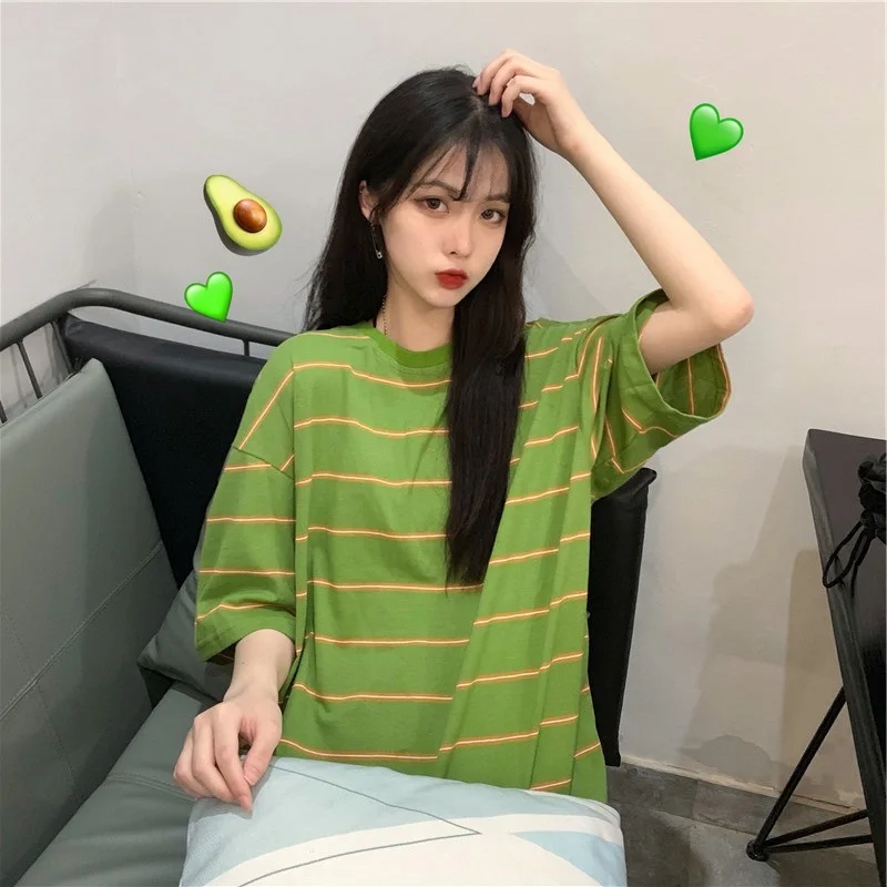 Xian 0229 lv Лето, повседневные женские футболки Ulzzang, уличная одежда kawaii, мультяшный принт, футболка в Корейском стиле, Топы Harajuku, футболка с коротким рукавом - Цвет: Xian 0229 lv