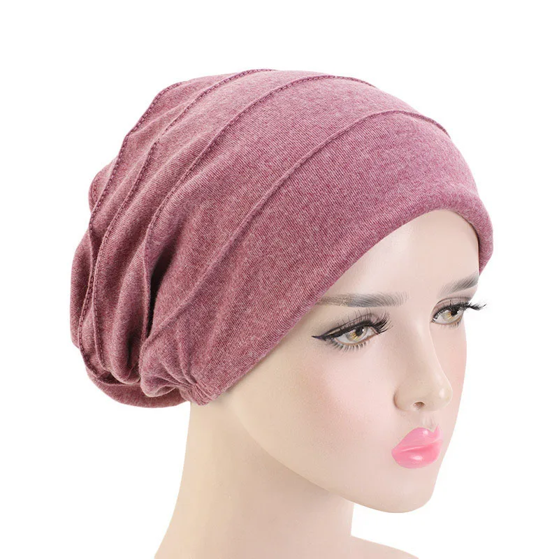 Autumn Winter Imitation Cashmere Warm Elastic Double Layer Turban Cap Women Girl Headwear Skullies Headscarf Chemotherapy Cap