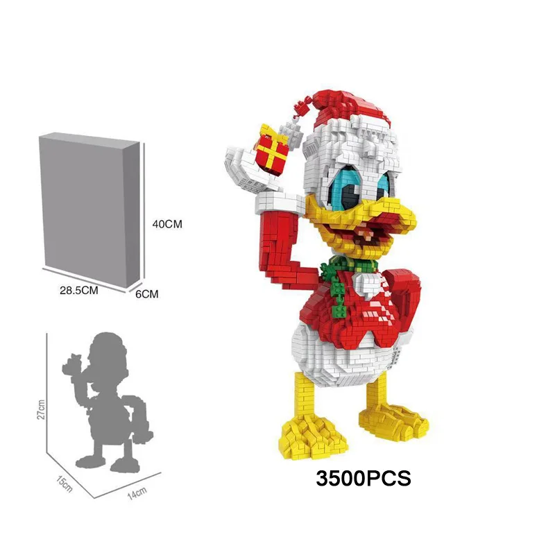 Hot xmas cartoon Christmas duck nanoBRICKS Mickey Donald Santa Claus suit micro diamond building block assemble MODEL toys