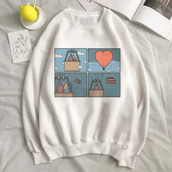 

Women Sweatshirt Long Sleeve Tops Print Casual Hoodies For Female 2019 New Pair Of Lovers Standing In Hot Air Balloon Hoodie