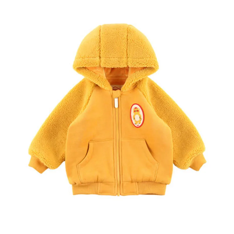 Милое флисовое пальто и штаны для маленьких мальчиков и девочек; детская куртка в Корейском стиле с милым медведем; теплая детская зимняя одежда; топы и штаны