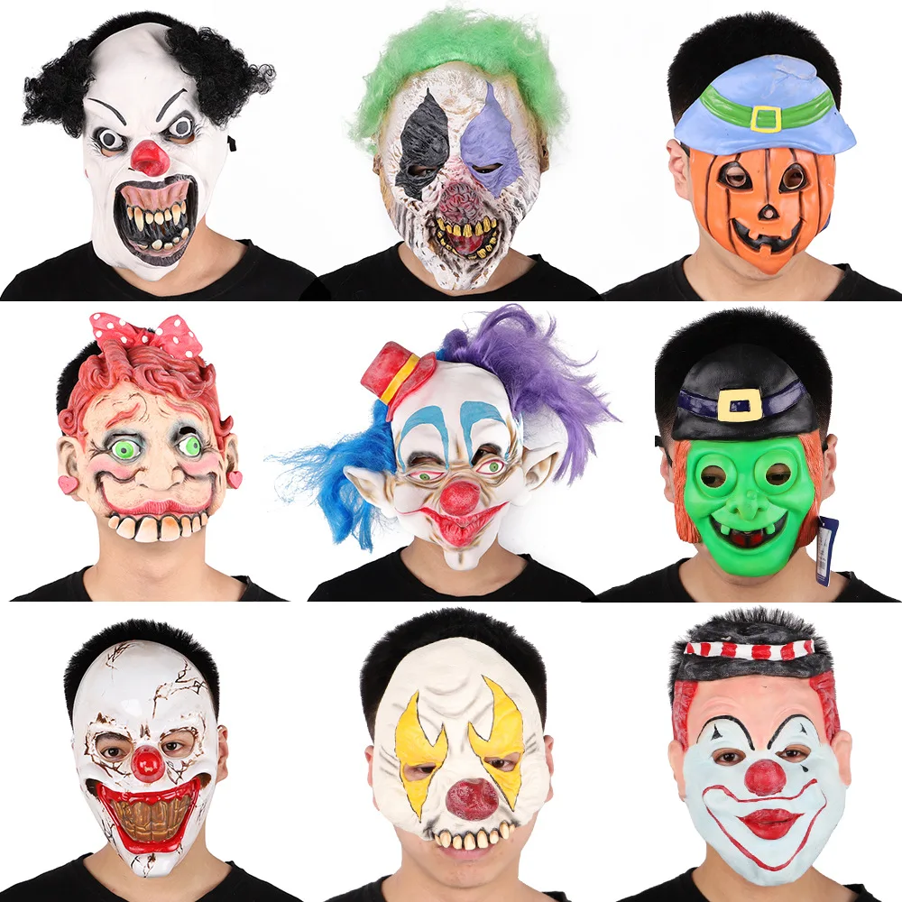 Хэллоуин пугающая маска парики ужас клоун для косплея поддельное лицо