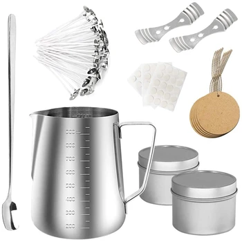 

Candle Making Kit,DIY Candle Making Tool,900Ml Candle Made Pot,Candle Wick Holder,Candle Box Spoon and DIY Candle Label