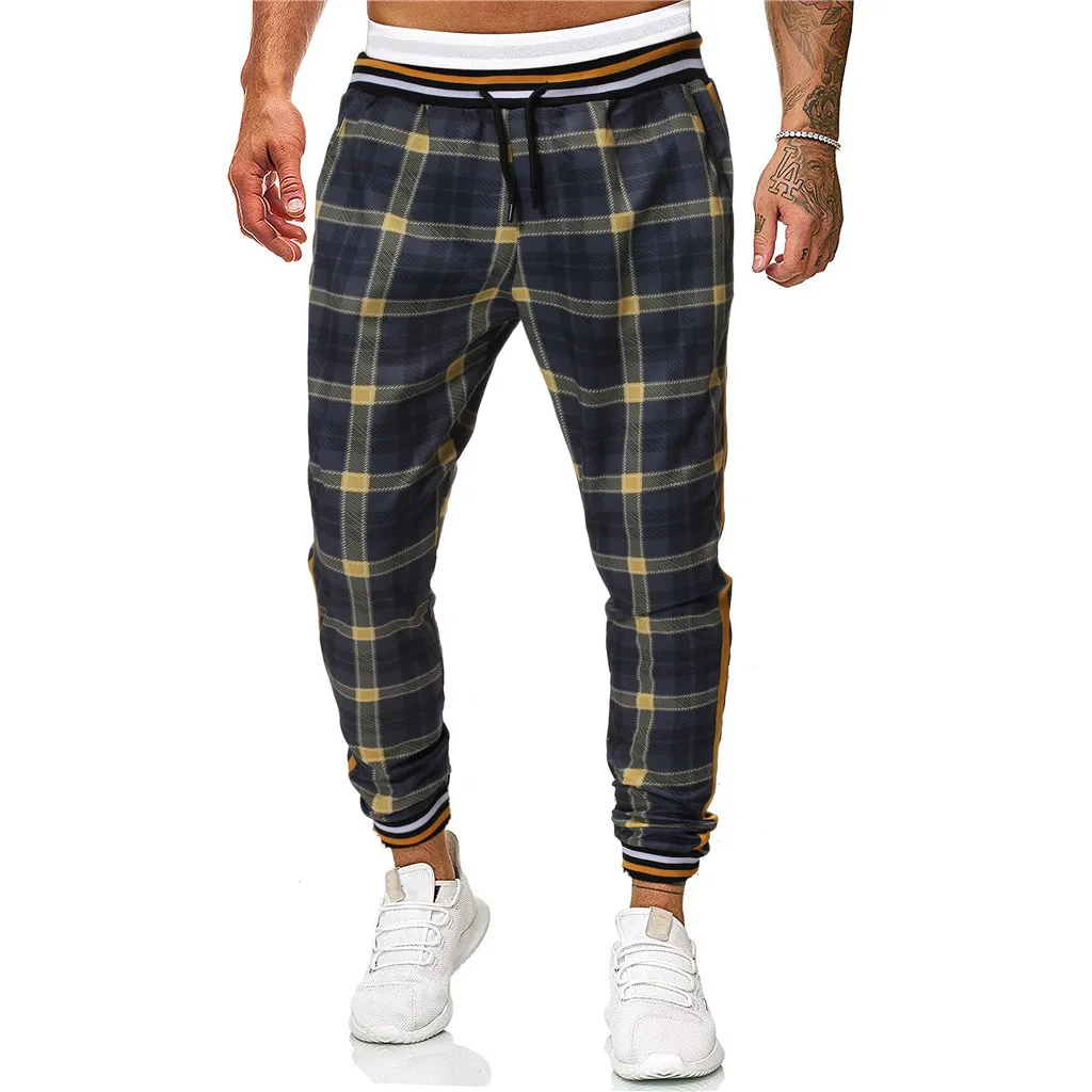 Vogue Pantalones Hombre, Мужские штаны, повседневные длинные спортивные штаны, облегающие клетчатые брюки, беговые джоггеры, спортивные штаны